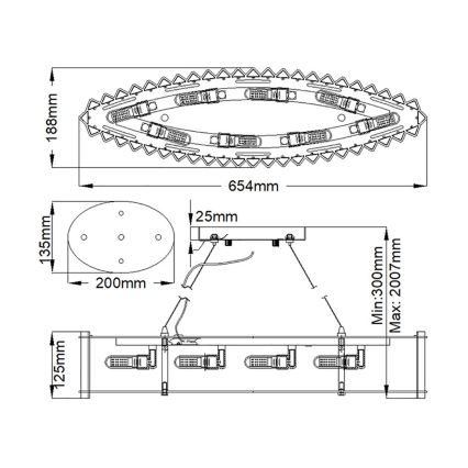 Kichler - LED Luster na sajli za kupatilo CRYSTAL SKYE 8xG9/3W/230V IP44