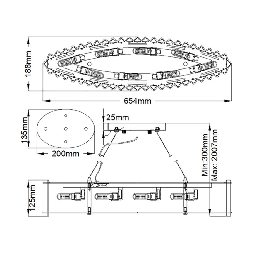 Kichler - LED Luster na sajli za kupatilo CRYSTAL SKYE 8xG9/3W/230V IP44