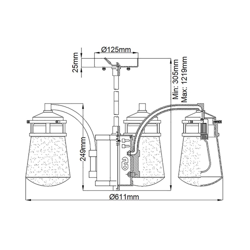 Kichler - Spoljašnji viseći luster LYNDON 5xE27/60W/230V IP44