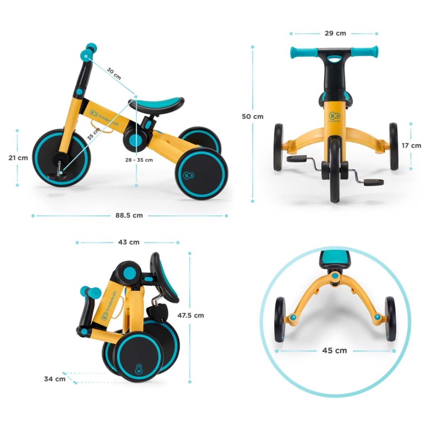 KINDERKRAFT - Dečija bicikl guralica 3u1 4TRIKE roze