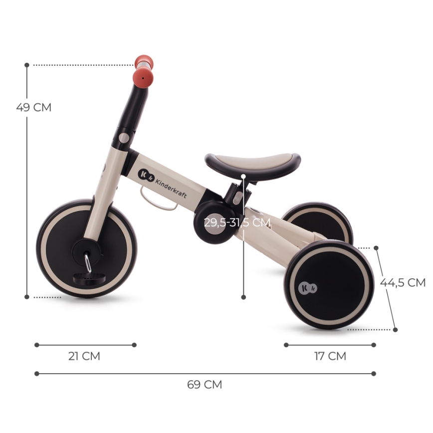 KINDERKRAFT - Dečija bicikl guralica 3u1 4TRIKE sivo