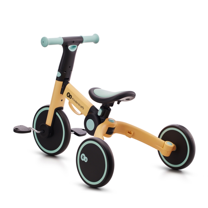 KINDERKRAFT - Dečija bicikl guralica 3u1 4TRIKE žuta/menta