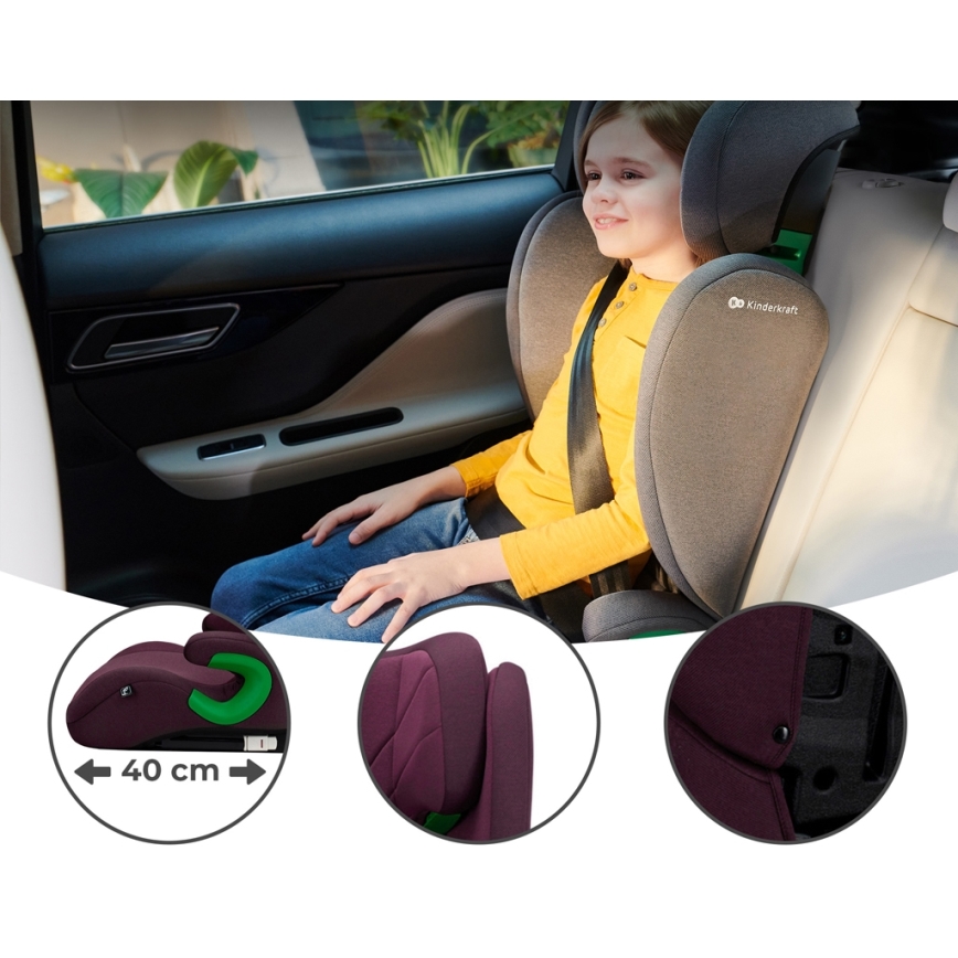 KINDERKRAFT - Dečije auto-sedište JUNIOR FIX 2 (100–150 cm) biserno trešnjasta