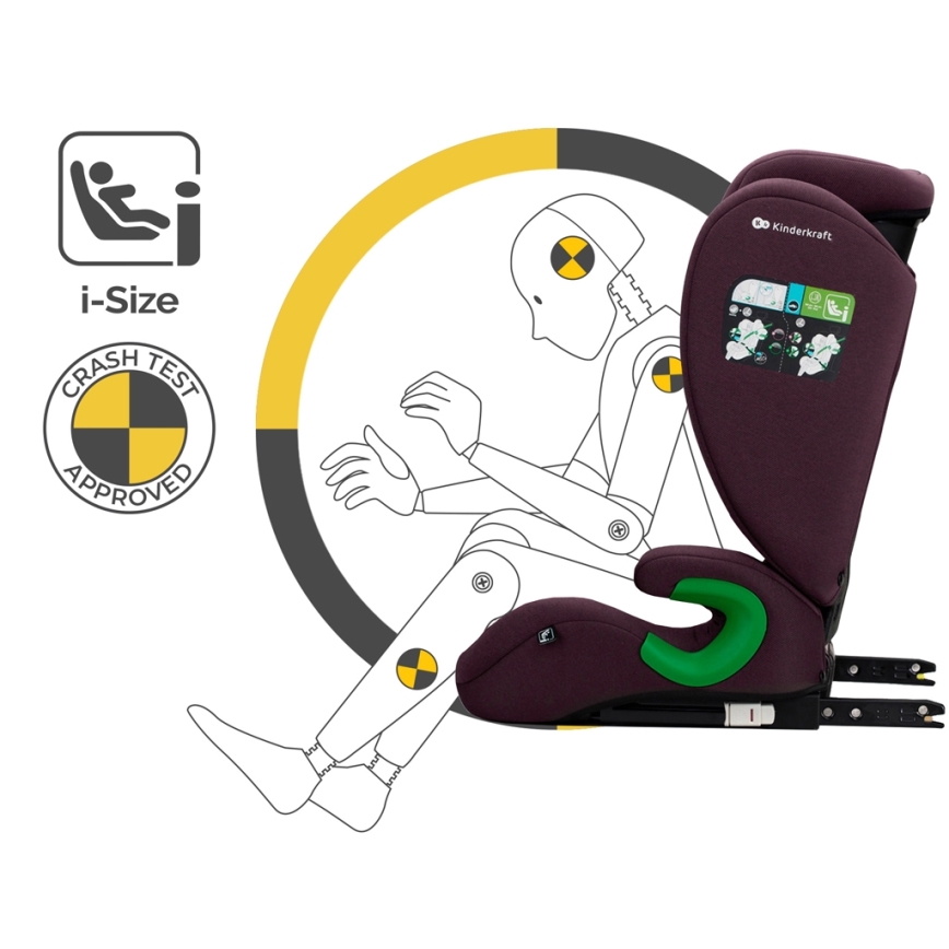 KINDERKRAFT - Dečije auto-sedište JUNIOR FIX 2 (100–150 cm) biserno trešnjasta