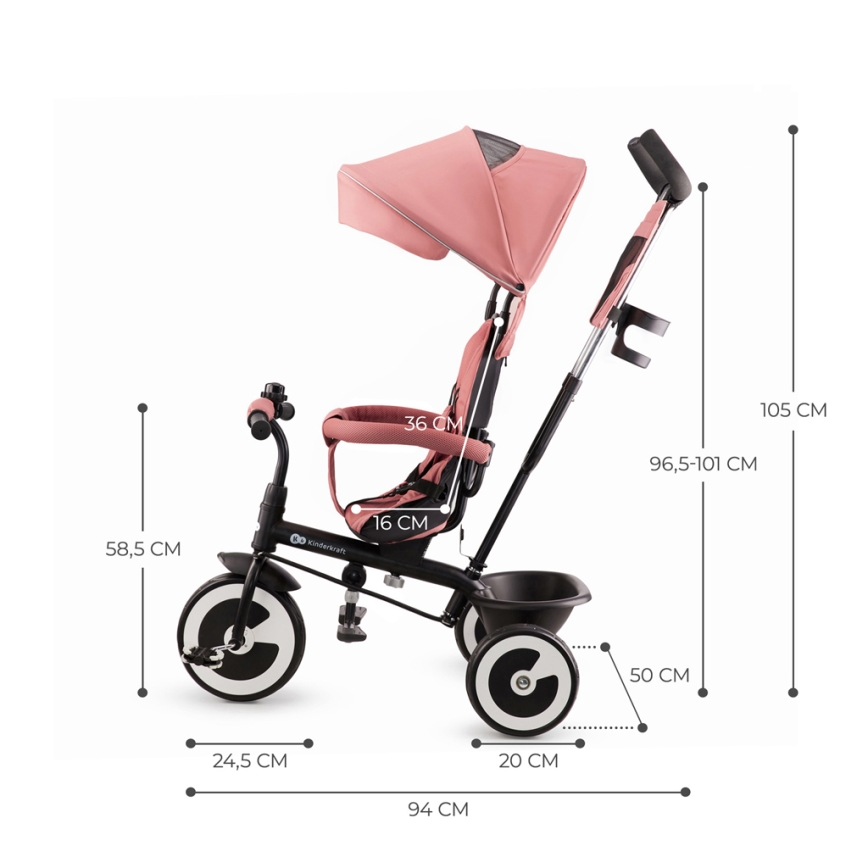 KINDERKRAFT - Dečiji tricikl ASTON Rose pink