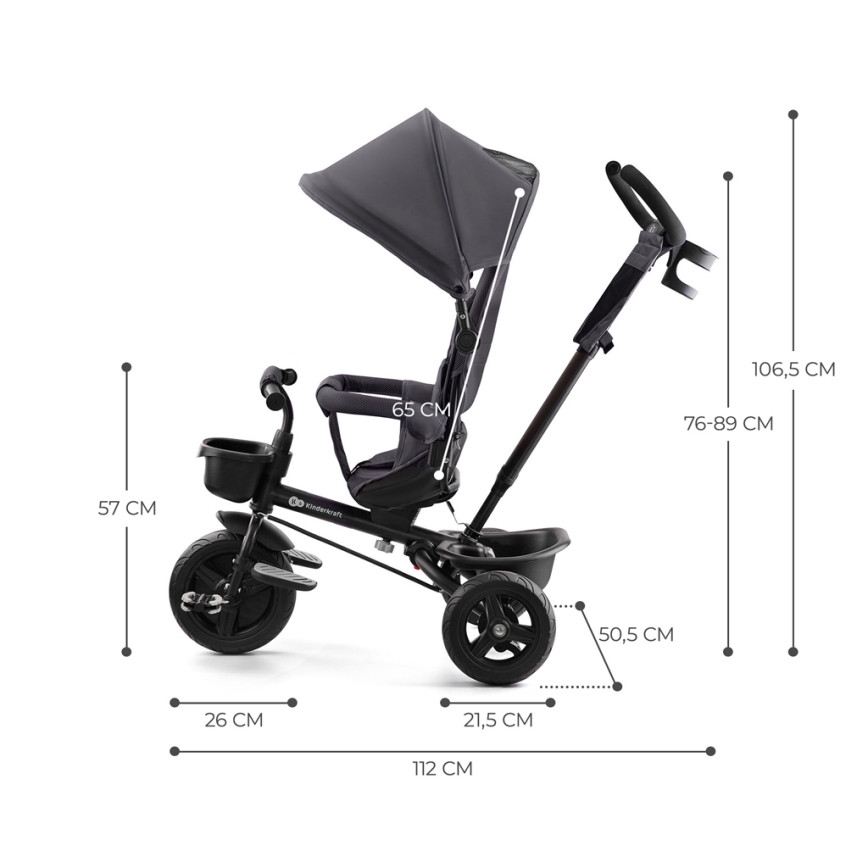 KINDERKRAFT - Dečiji tricikl AVEO sivo