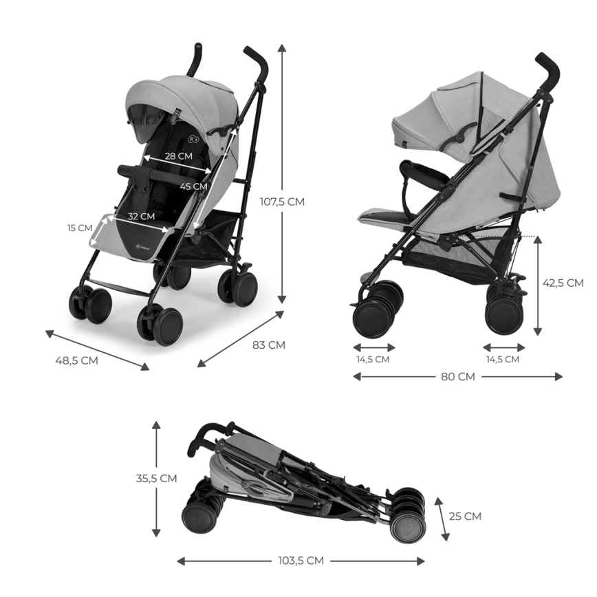 KINDERKRAFT - Kišobran kolica SIESTA Ash grey