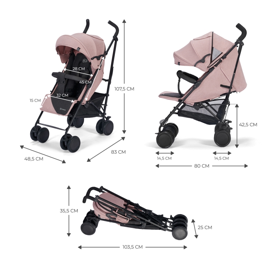 KINDERKRAFT - Kišobran kolica SIESTA Pink princess