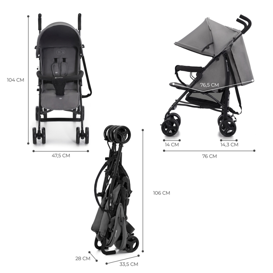 KINDERKRAFT - Kišobran kolica TIK Stone grey