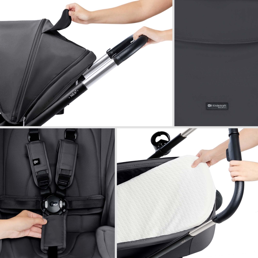 KINDERKRAFT - Kombinovana kolica 2u1 NEA 2 Dark grey