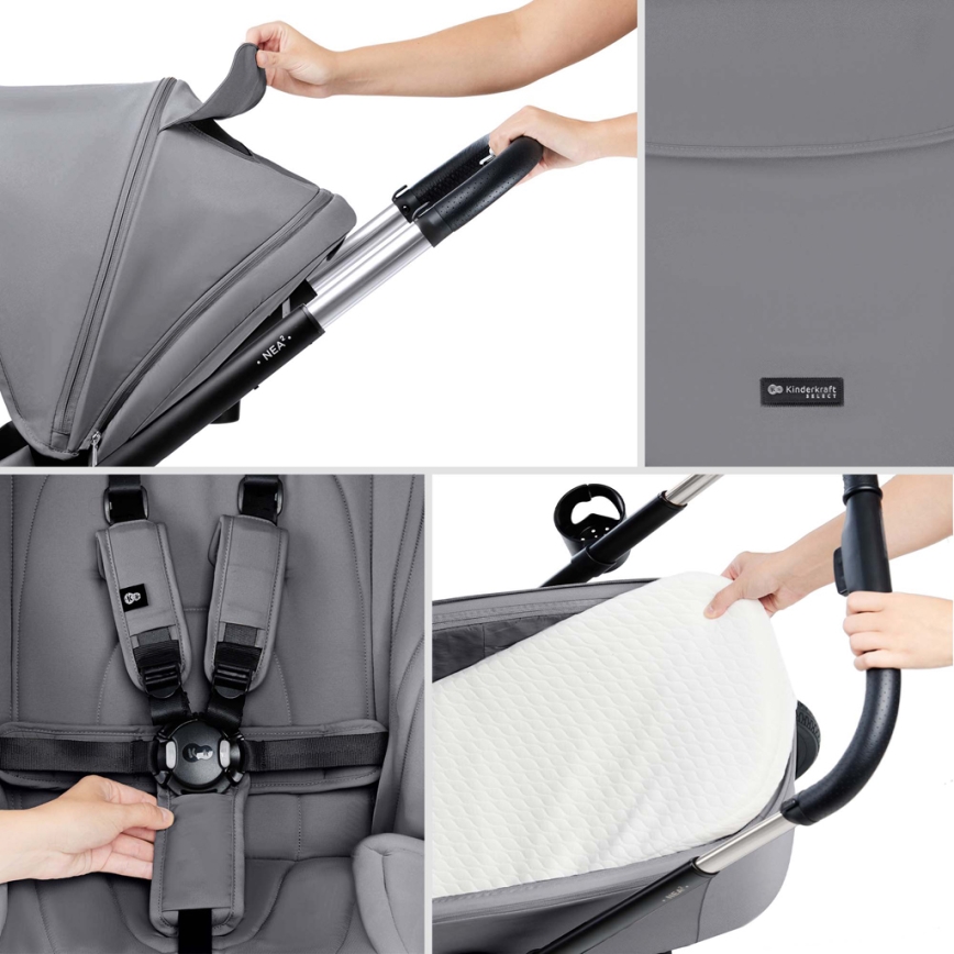 KINDERKRAFT - Kombinovana kolica 2u1 NEA 2 Platinum grey