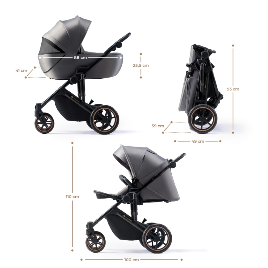 KINDERKRAFT - Kombinovana kolica 2u1 PRIME 2 sivo