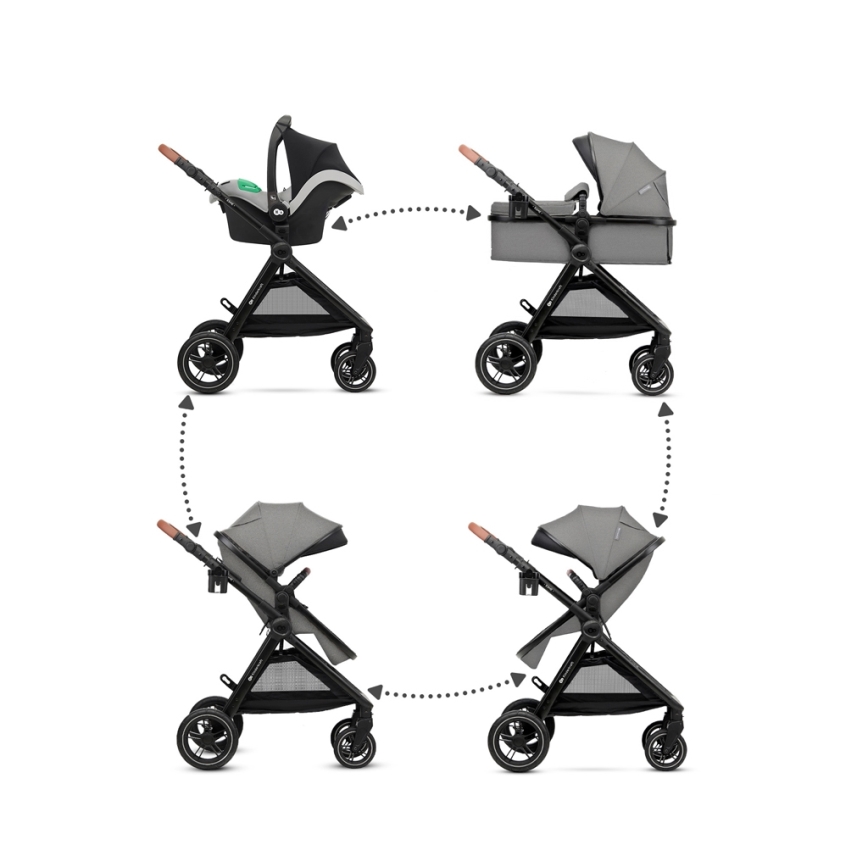 KINDERKRAFT - Kombinovana kolica 3u1 ESME Moonlight grey + auto sedište MINK PRO