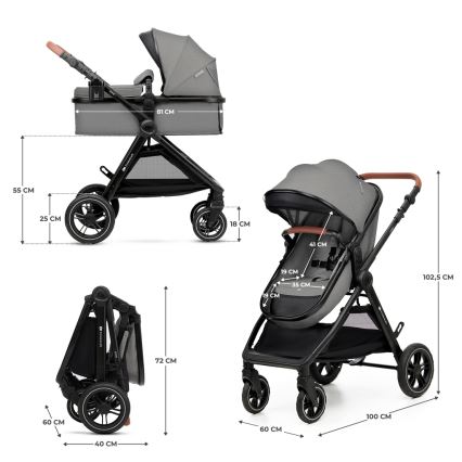 KINDERKRAFT - Kombinovana kolica 3u1 ESME Moonlight grey + auto sedište MINK PRO