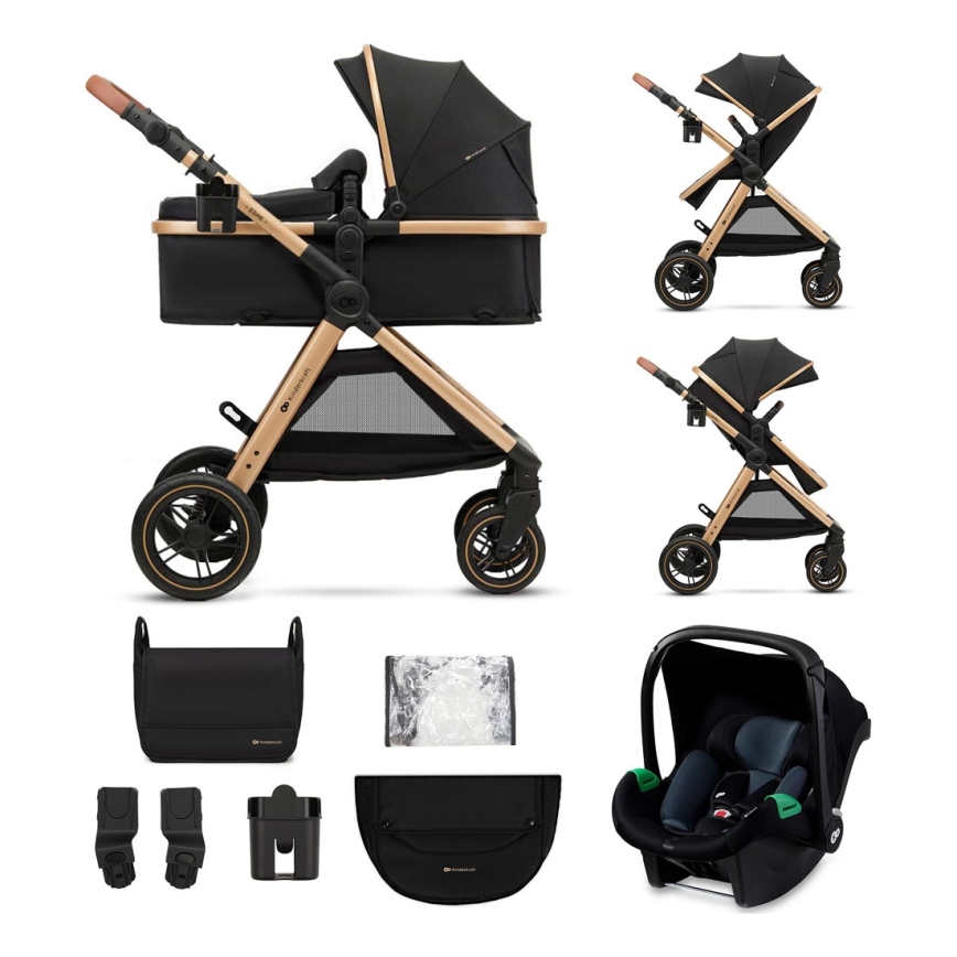 KINDERKRAFT - Kombinovana kolica 3u1 ESME Pure black + auto sedište MINK PRO