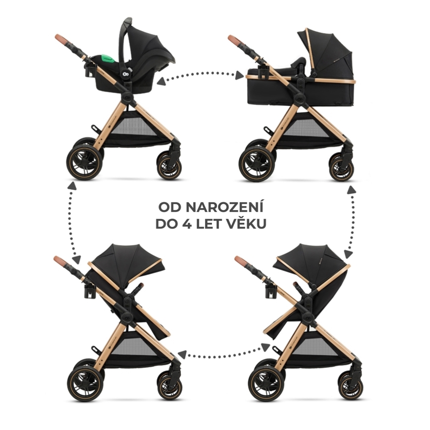 KINDERKRAFT - Kombinovana kolica 3u1 ESME Pure black + auto sedište MINK PRO