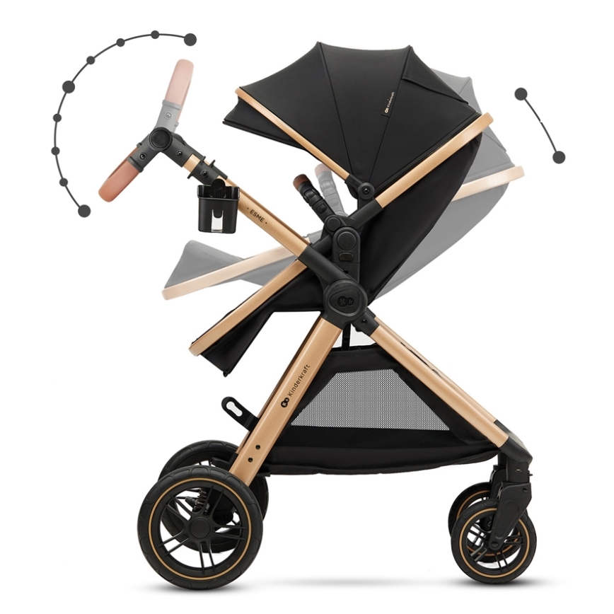 KINDERKRAFT - Kombinovana kolica 3u1 ESME Pure black + auto sedište MINK PRO