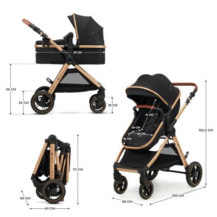 KINDERKRAFT - Kombinovana kolica 3u1 ESME Pure black + auto sedište MINK PRO