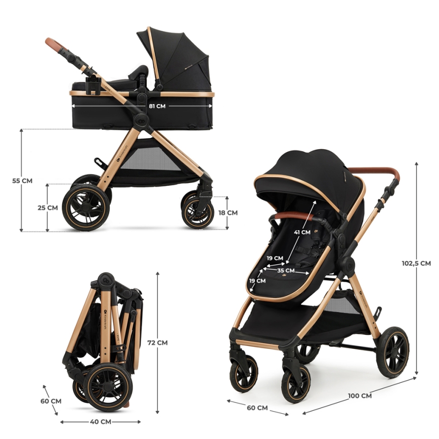 KINDERKRAFT - Kombinovana kolica 3u1 ESME Pure black + auto sedište MINK PRO