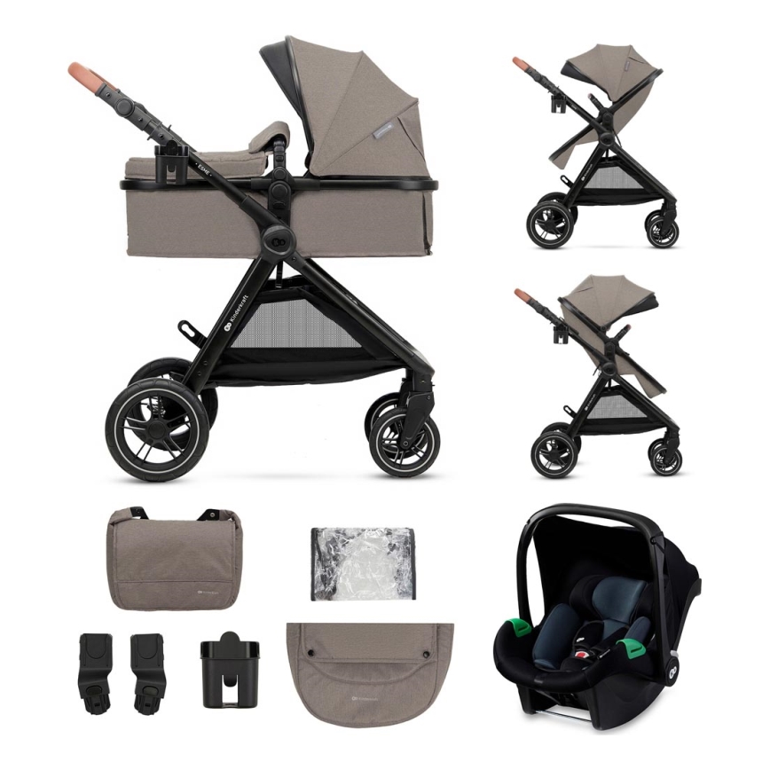 KINDERKRAFT - Kombinovana kolica 3u1 ESME Sand beige + auto sedište MINK PRO