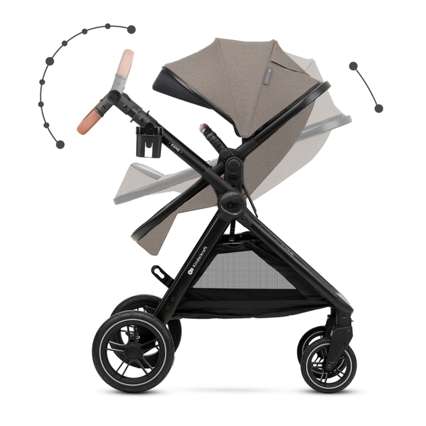 KINDERKRAFT - Kombinovana kolica 3u1 ESME Sand beige + auto sedište MINK PRO