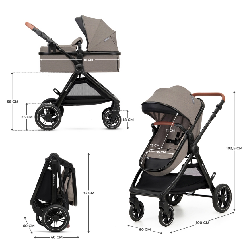 KINDERKRAFT - Kombinovana kolica 3u1 ESME Sand beige + auto sedište MINK PRO