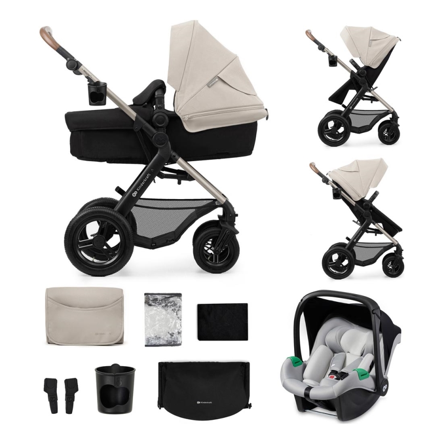 KINDERKRAFT - Kombinovana kolica 3u1 MOOV 2 AIR Moonlight grey + auto sedište MINK PRO