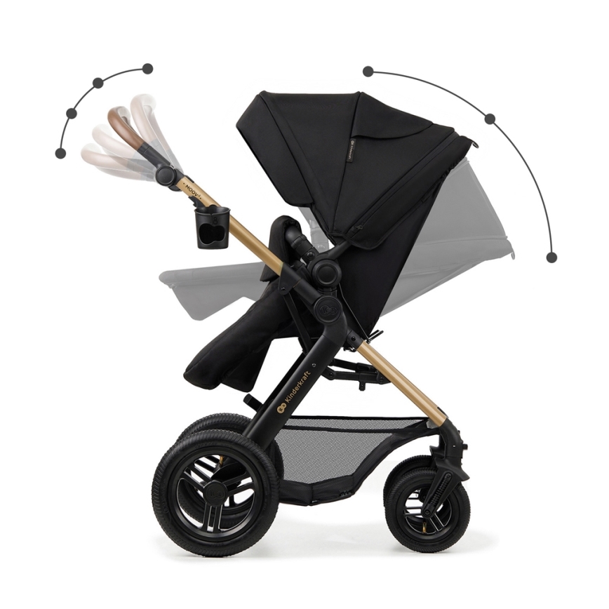 KINDERKRAFT - Kombinovana kolica 3u1 MOOV 2 AIR Pure black + auto sedište MINK PRO