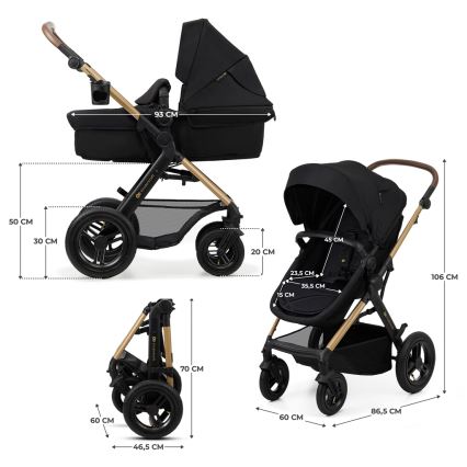 KINDERKRAFT - Kombinovana kolica 3u1 MOOV 2 AIR Pure black + auto sedište MINK PRO