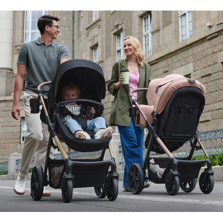 KINDERKRAFT - Kombinovana kolica 3u1 MOOV 2 AIR Čista crna + autosedište MINK PRO