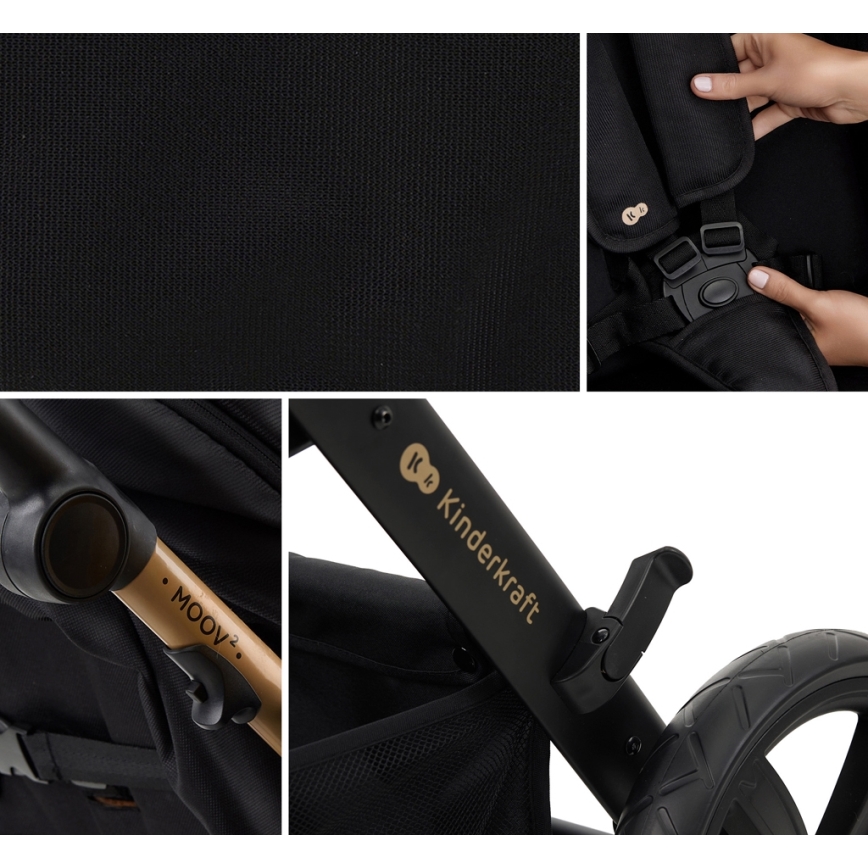 KINDERKRAFT - Kombinovana kolica 3u1 MOOV 2 AIR Čista crna + autosedište MINK PRO