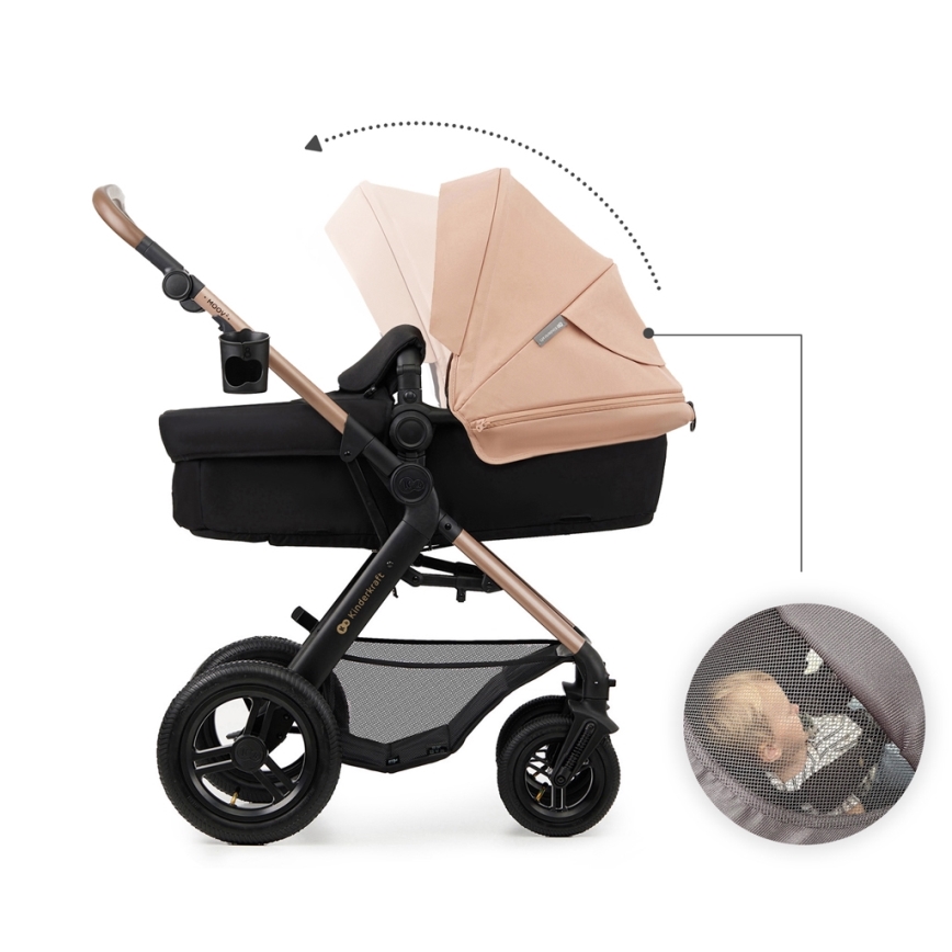 KINDERKRAFT - Kombinovana kolica 3u1 MOOV 2 AIR Sand beige + auto sedište MINK PRO