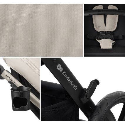 KINDERKRAFT - Kombinovana kolica 3u1 MOOV 2 Moonlight grey + dečije auto-sedište MINK PRO