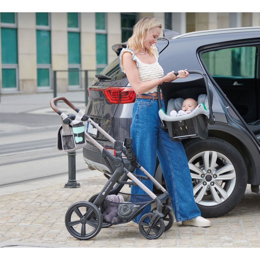 KINDERKRAFT - Kombinovana kolica 3u1 MOOV 2 Peščano bež + auto-sedište MINK PRO