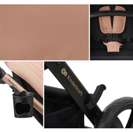 KINDERKRAFT - Kombinovana kolica 3u1 MOOV 2 Peščano bež + auto-sedište MINK PRO