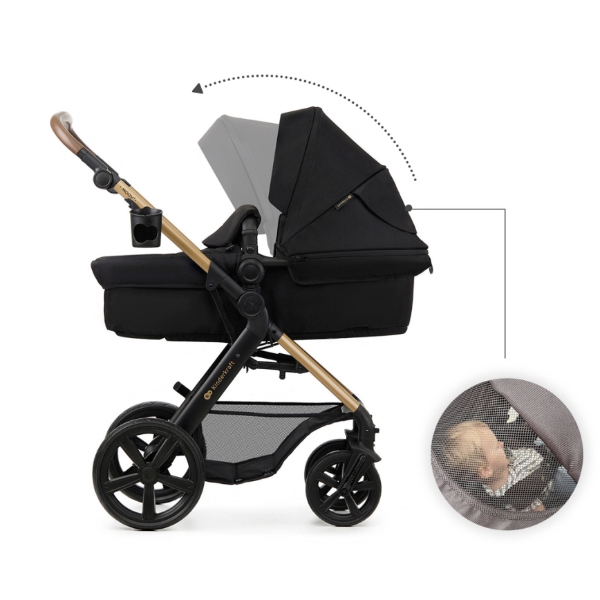 KINDERKRAFT - Kombinovana kolica 3u1 MOOV 2 Pure black + auto sedište MINK PRO