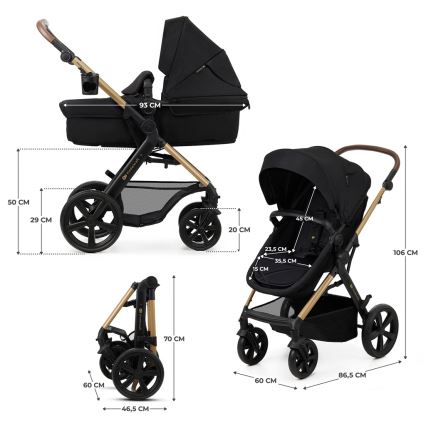KINDERKRAFT - Kombinovana kolica 3u1 MOOV 2 Pure black + auto sedište MINK PRO