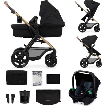 KINDERKRAFT - Kombinovana kolica 3u1 MOOV 2 Pure black + autosedište MINK PRO