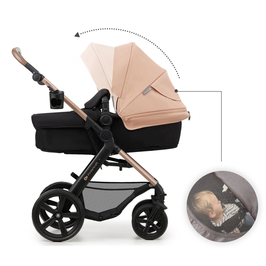 KINDERKRAFT - Kombinovana kolica 3u1 MOOV 2 Sand beige + auto sedište MINK PRO