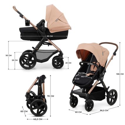 KINDERKRAFT - Kombinovana kolica 3u1 MOOV 2 Sand beige + auto sedište MINK PRO