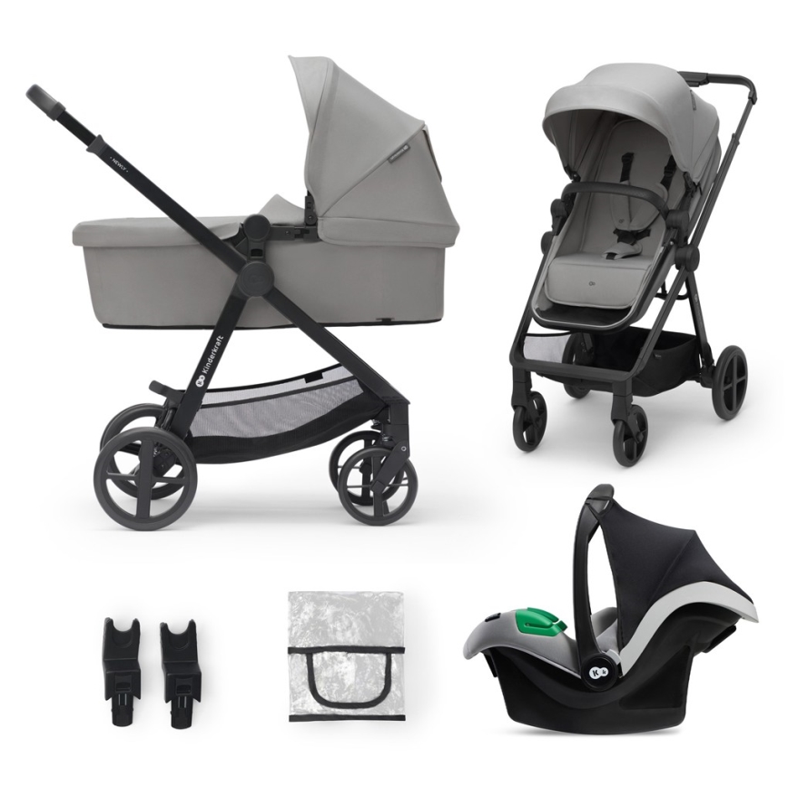 KINDERKRAFT - Kombinovana kolica 3u1 NEWLY Moonlight grey  + auto sedište MINK PRO