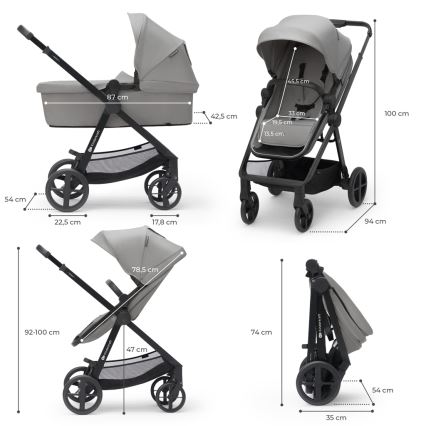 KINDERKRAFT - Kombinovana kolica 3u1 NEWLY Moonlight grey  + auto sedište MINK PRO