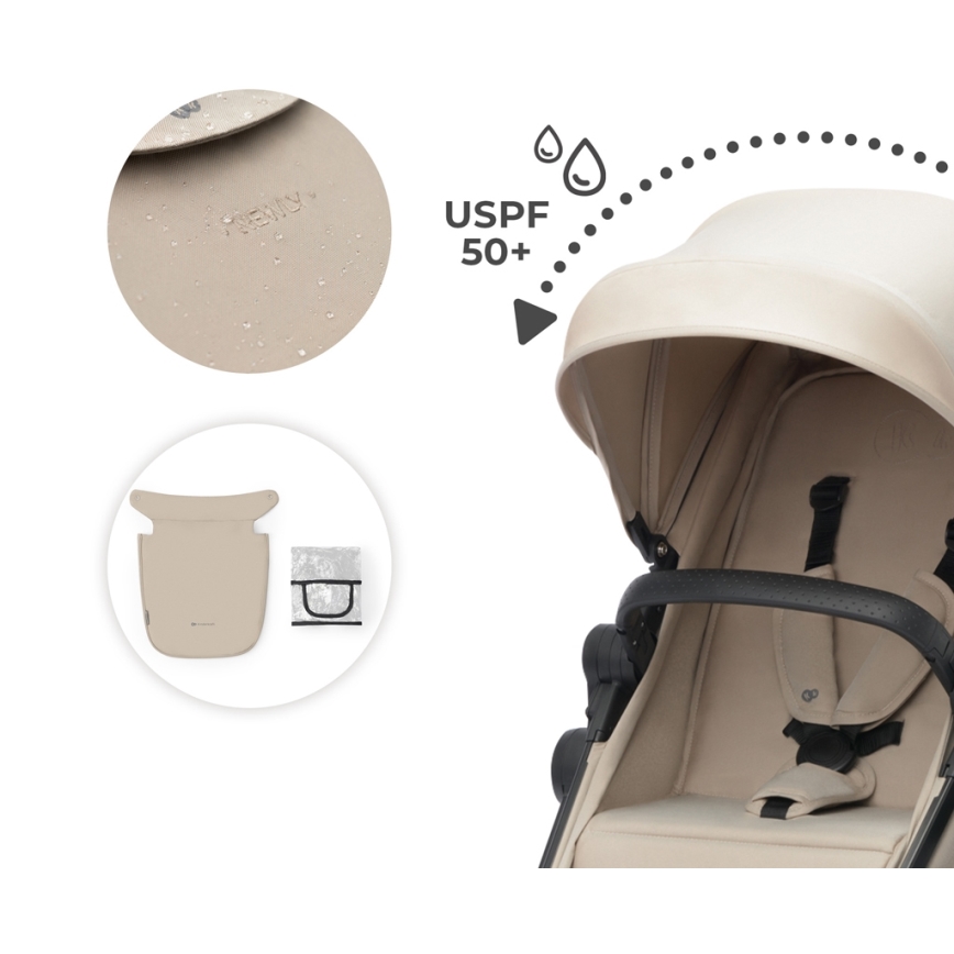 KINDERKRAFT - Kombinovana kolica 4u1 NEWLY Classic beige + auto sedište MINK PRO sa bazom ISOFIX