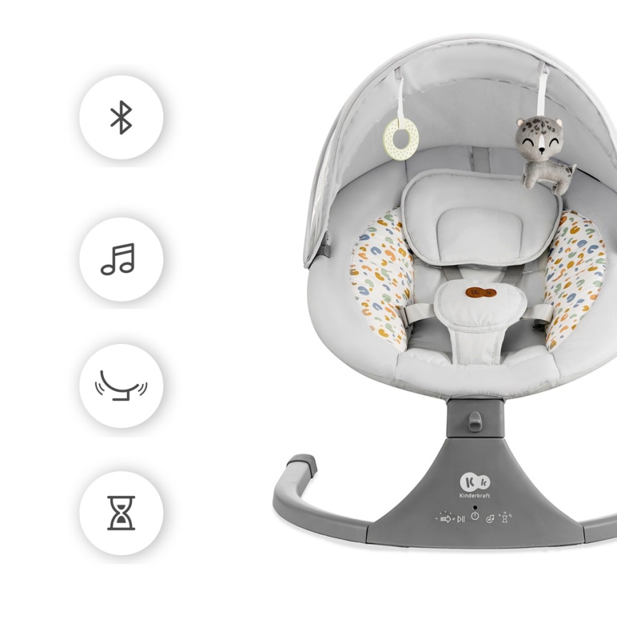 KINDERKRAFT - Ljuljaška za bebe sa melodijom 2u1 LUMI svetlo siva