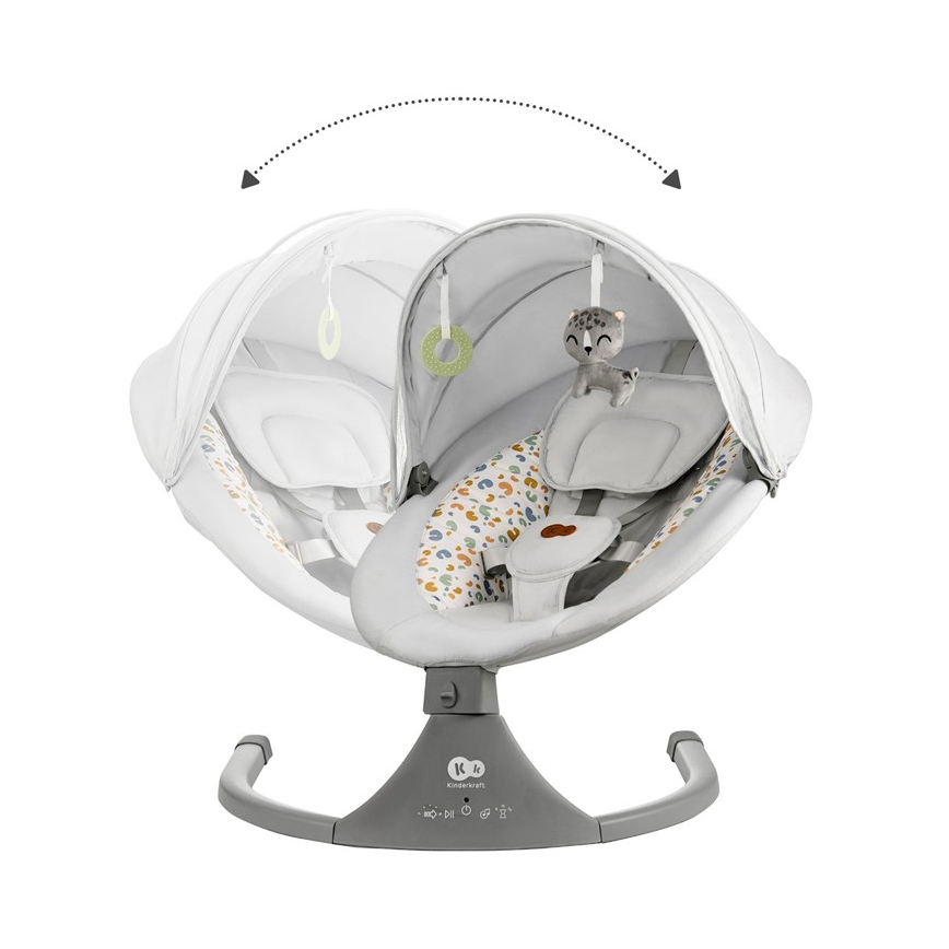 KINDERKRAFT - Ljuljaška za bebe sa melodijom 2u1 LUMI svetlo siva