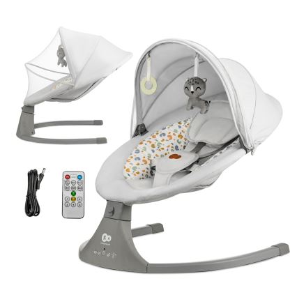 KINDERKRAFT - Njihalica za bebe sa melodijom 2u1 LUMI svetlosiva