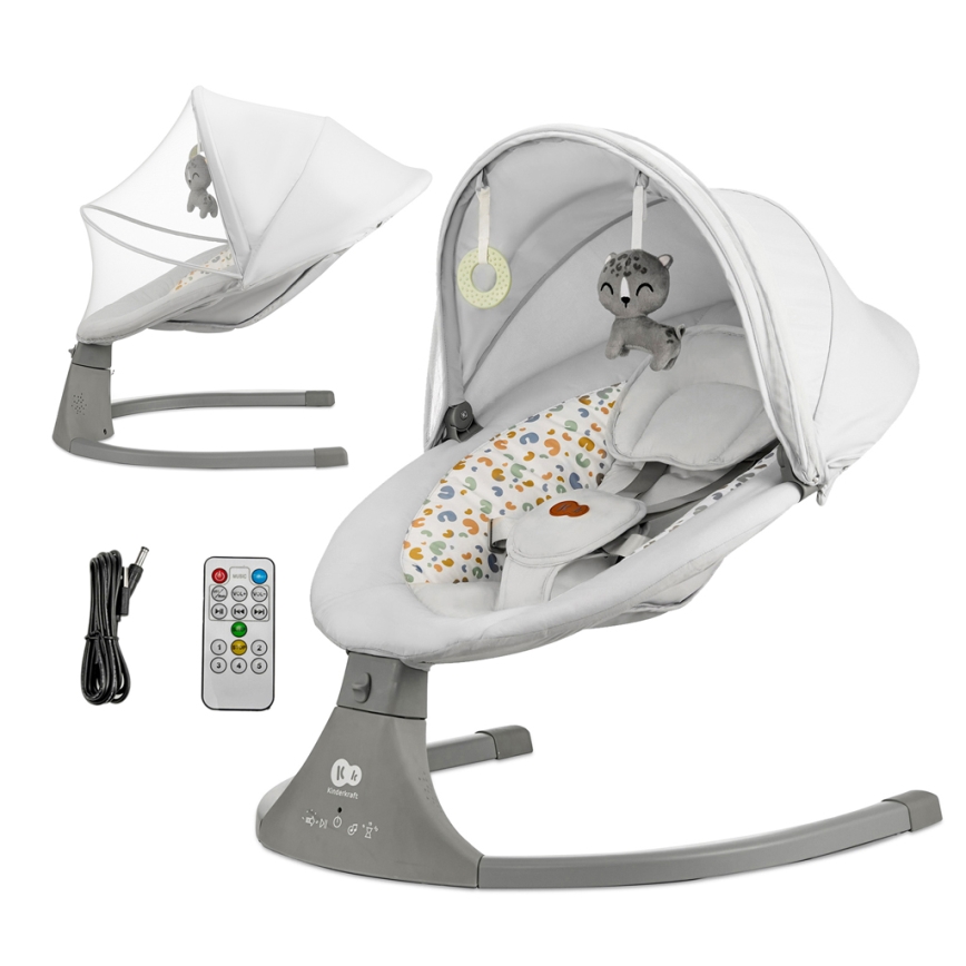 KINDERKRAFT - Njihalica za bebe sa melodijom 2u1 LUMI svetlosiva