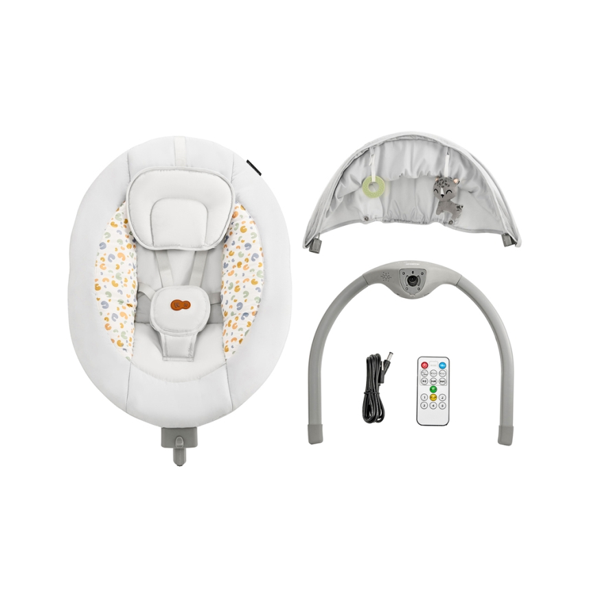 KINDERKRAFT - Njihalica za bebe sa melodijom 2u1 LUMI svetlosiva