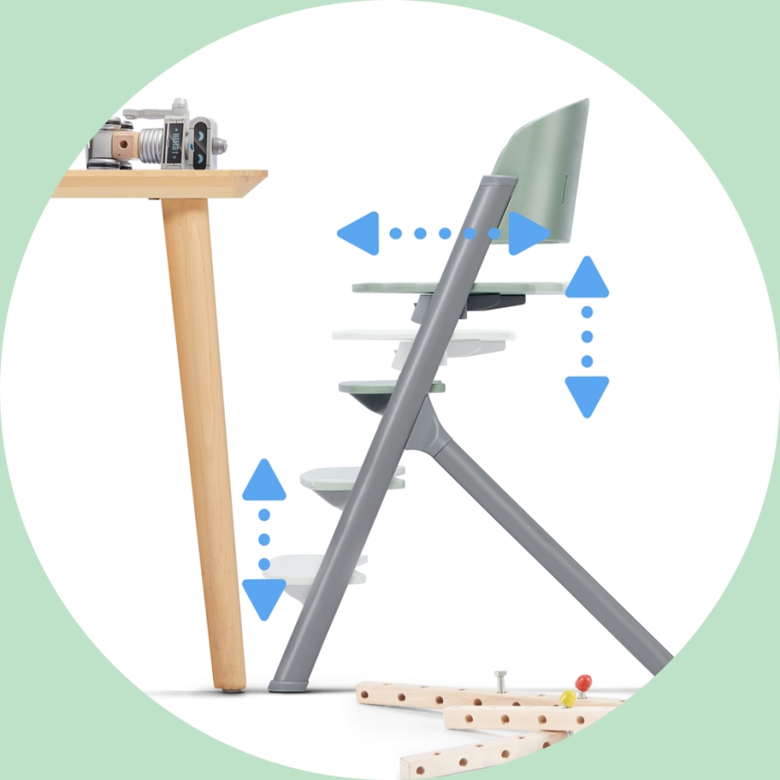 KINDERKRAFT SELECT - Dečija stolica za hranjenje 3u1 LIVY Premium maslinasto zelena