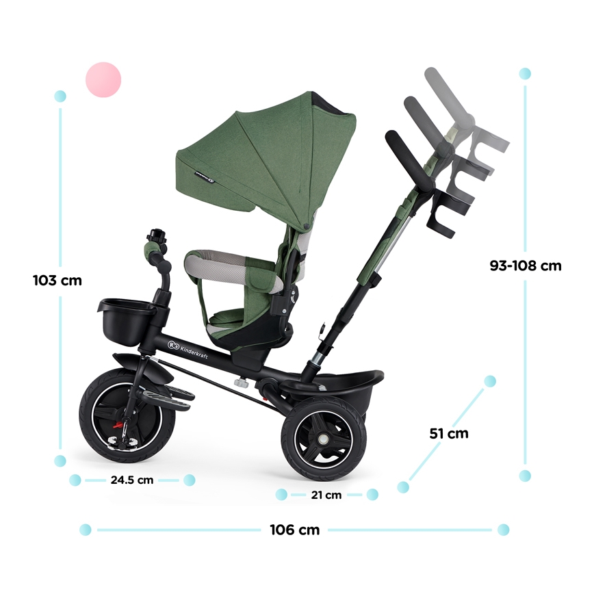 KINDERKRAFT SELECT - Dečiji tricikl SPINSTEP Premium zelena